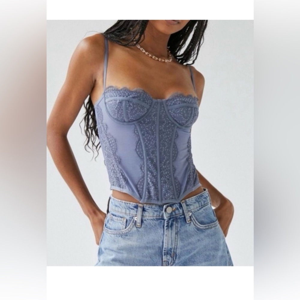 Urban Outfitters Out From Under Modern Love Blue Corset Top , Small - Picture 2 of 10